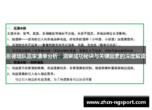 张德培队赢家清单分析：洞察成功秘诀与关键因素的深度解读